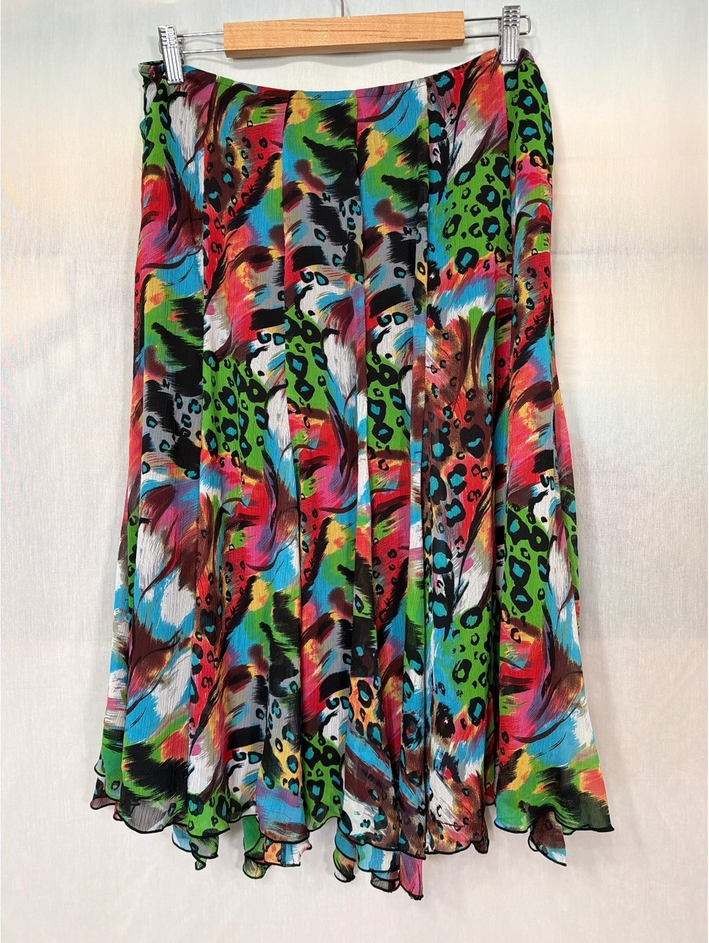 Linea Domani Vintage Animal Print Skirt Y2K Chiffon Women's Size 12